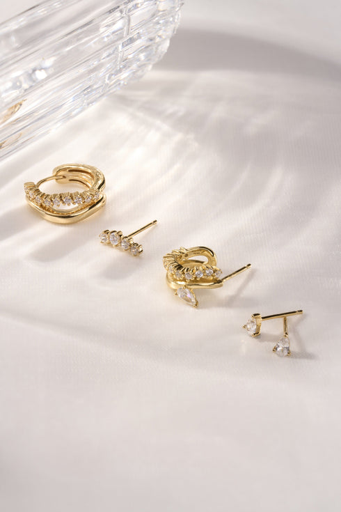 Gold Sparkle Climber Studs | Ania Haie Australia